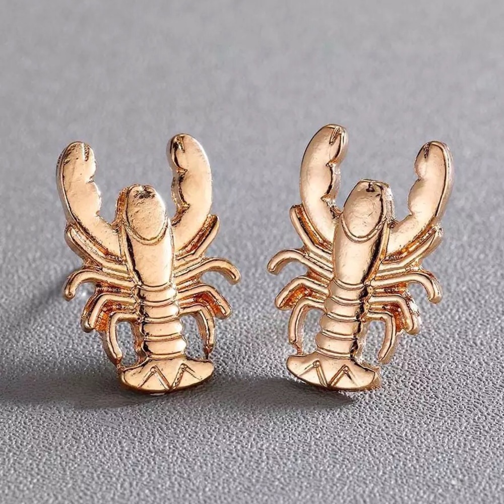 🎉 New Lobster Gold Plated Stud Earrings